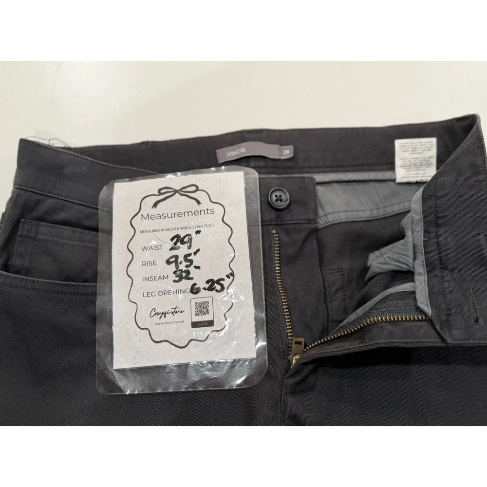 Vince Mens Slim Fit 5-Pocket Pants Black Stretch Cotton Twill Size 28 M0617-2084